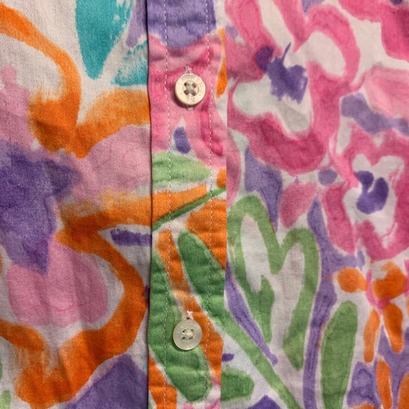 Lauren Ralph Lauren Floral Button Shirt Women PS Multicolor Watercolor Cotton - Picture 7 of 7
